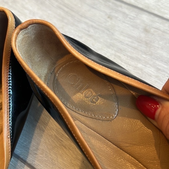 CHLOE Authentic Leather Two Tone Bow Ballerina Slippers Size 37.5 / 6.5 - Picture 3 of 12